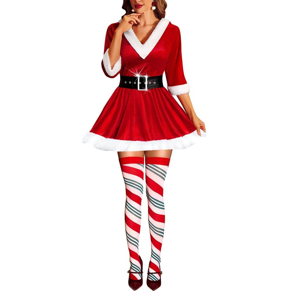 7345 Christmas Lingerie Christmas Thigh High Stockings